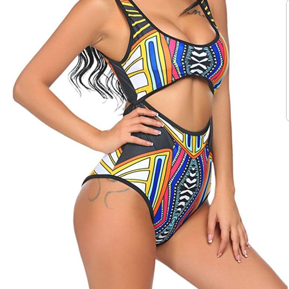 Monokini Tribal Print High Waist Swimsuit